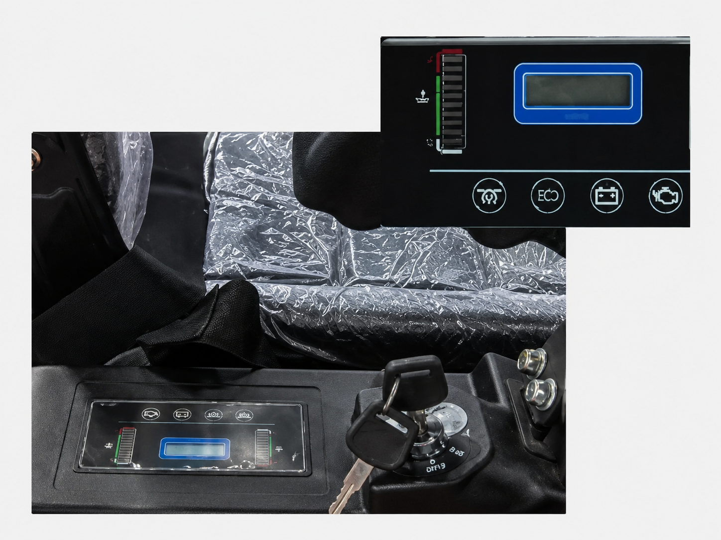 Dashboard display on TYPHON TERROR XVIII mini excavator