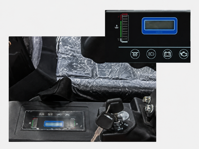 Dashboard display on TYPHON TERROR XVIII mini excavator